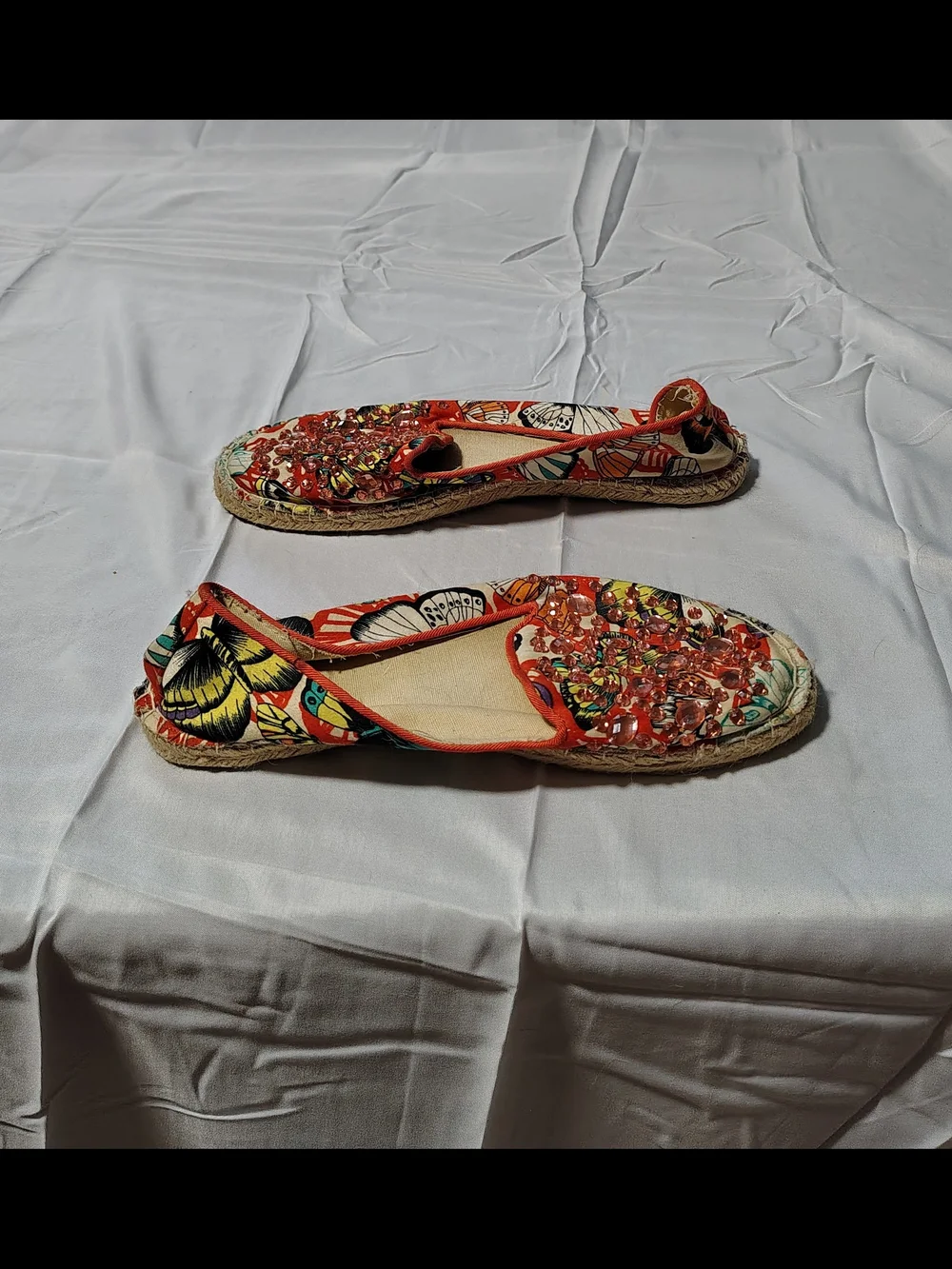 Ladies Size 8 Fairy Elf Princess Whimsical Butterfly Espadrille Flats